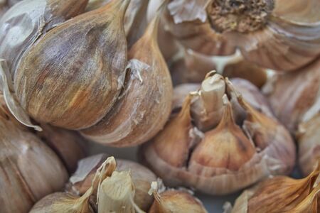 Macro Photo food garlic bulb. Background texture Plant vegetable garlic.の写真素材