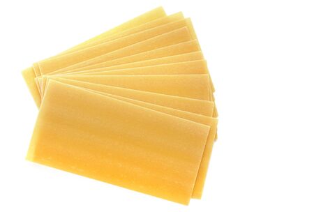 Pasta lasagna sheets isolated on white backgroundの写真素材