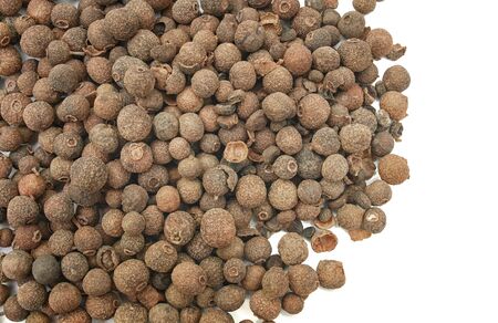 Black pepper isolate on white background texture. The view from the top.の写真素材