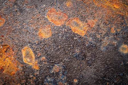 Abstract texture of cast iron surface with rust elements