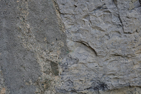 Textured Surface of Natural Rock Formation Showcasing Geological Features and Erosion Patterns in a Rugged Outdoor Settingの写真素材