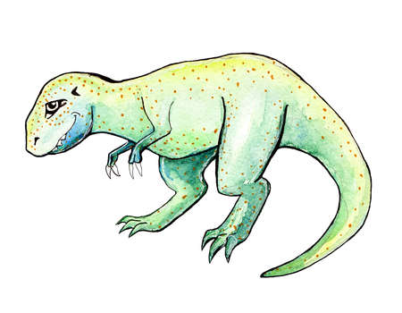 Tyrannosaurus cartoon green and watercolorの写真素材