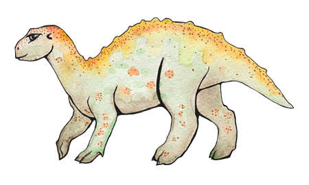 Kind watercolor igunodon for children.の写真素材
