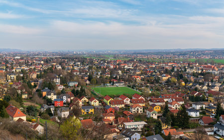Aerial view of town of Radebeul, near Dresden. Saxony, Germany