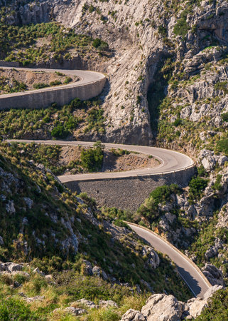 The famous Sa Calobra road in Mallorca, Spain, a favorite place for all cyclists and tourists