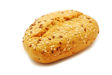 Bread with seeds isolated on white 