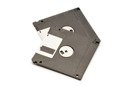 Plastic diskettes isolated on white backgroundの写真素材