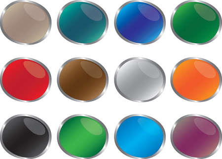Set of glossy buttons illustrated on white backgroundのイラスト素材