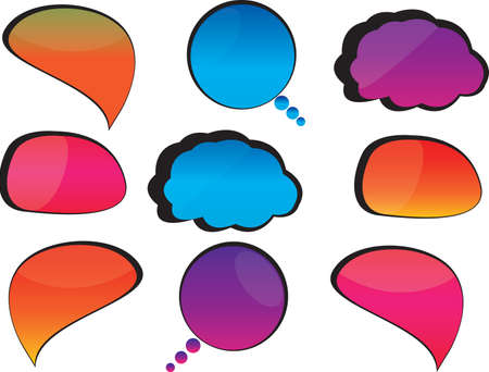 Set of cool colored speech bubbles illustrated on whiteのイラスト素材