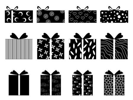 Set of gift boxes illustrated on whiteのイラスト素材