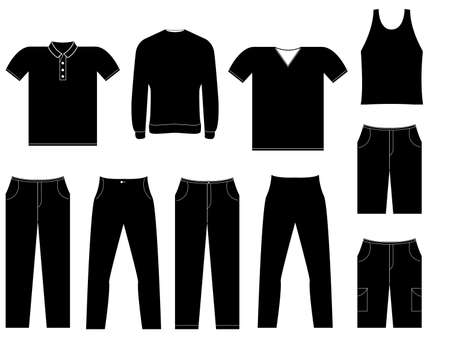 Set of cloths illustrated on whiteのイラスト素材