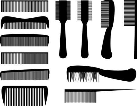 Set of hair combs illustrated on white backgroundのイラスト素材