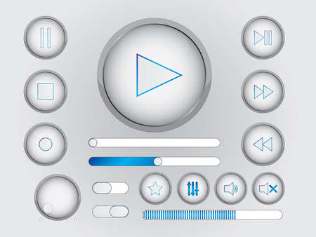 Light and blue multimedia buttons and switchersのイラスト素材