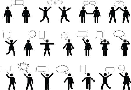 Set of people talking illustrated on white backgroundのイラスト素材