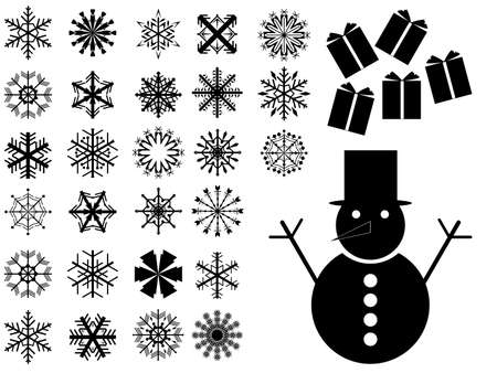 Set of snowflakes illustrated on whiteのイラスト素材