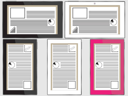 Tablets with different colours with status panelsのイラスト素材