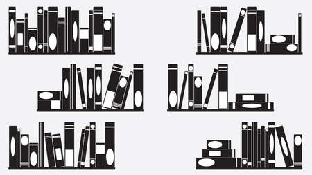 Books on shelves set illustrationのイラスト素材