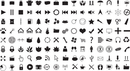 Random icon collection illustrated on whiteのイラスト素材