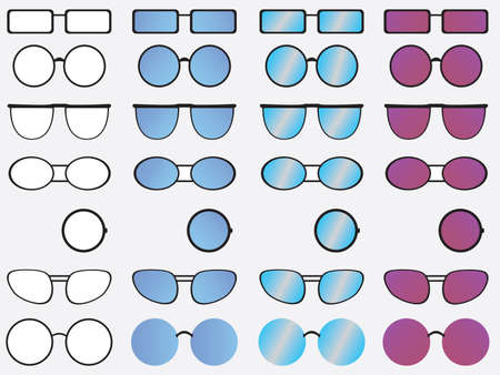 Glasses set illustrated on whiteのイラスト素材