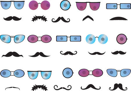 Invisible faces with mustache and colored glassesのイラスト素材