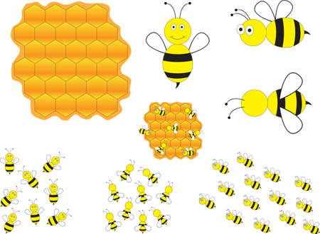 Cute bumblebees illustrated on whiteのイラスト素材