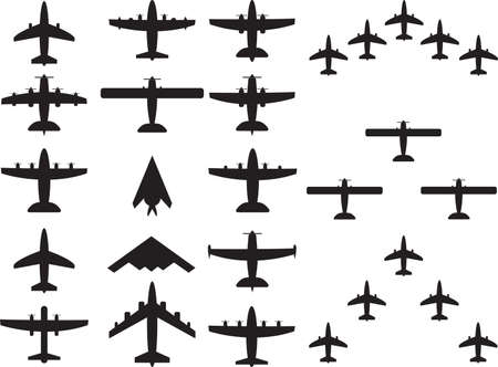 Airplains top view and formations illustrated on whiteのイラスト素材