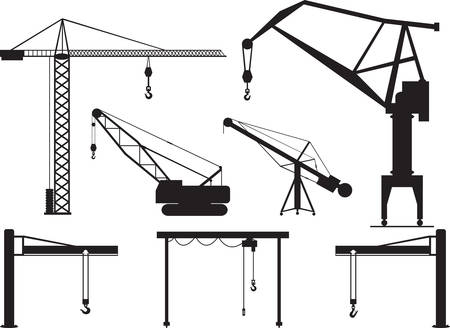 Set of cranes illustrated on whiteのイラスト素材