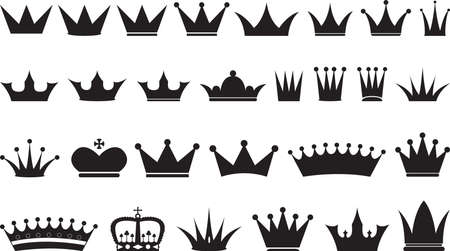 Simple black crowns illustrated on whiteのイラスト素材