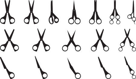 Scissors set illustrated on whiteのイラスト素材