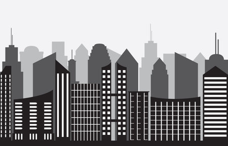 City panorama on gray backgroundのイラスト素材