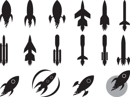 Set of space rockets isolated on whiteのイラスト素材