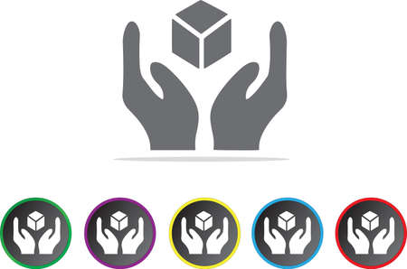 Set of cargo icons illustrated on different backgroundsのイラスト素材