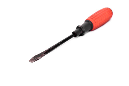 Old screwdriver isolated on white