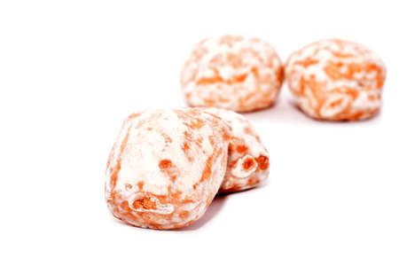 Pieces of gingerbread isolated on white backgroundの写真素材