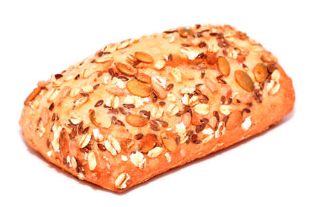 Bread with seeds isolated on whiteの写真素材