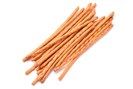 Bunch of pretzel sticks on whiteの写真素材
