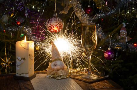 House Christmas at a fir-treeの写真素材