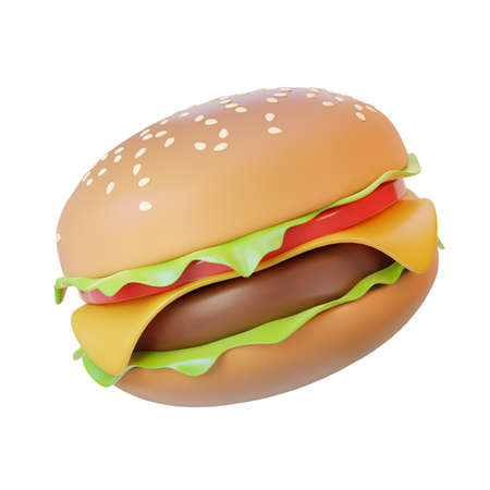 3d render illustration of a burger. isolated on white backgroundの写真素材