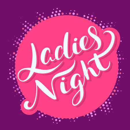 Ladies night banner. Hand lettering. Vector hand drawn illustration.のイラスト素材