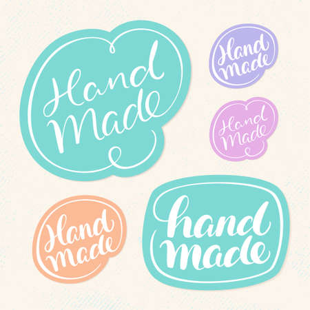 Handmade soap labels. Hand lettering. Vector hand drawn illustration.のイラスト素材