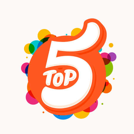 Top 5. Hand lettering. Vector hand drawn illustration.のイラスト素材