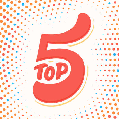 Top 5. Hand lettering. Vector hand drawn illustration.のイラスト素材