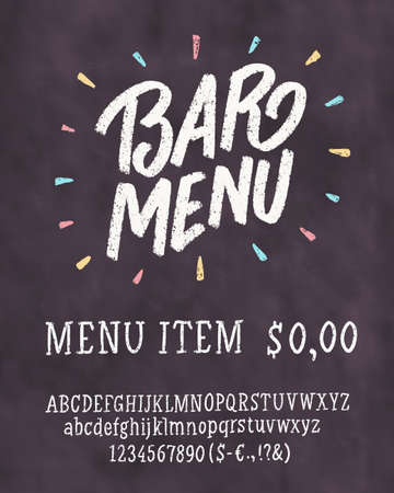 Bar menu template. Chalkboard menu template. Vector hand drawn illustration.のイラスト素材