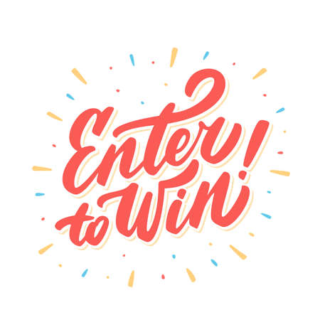 Enter to win. Hand lettering. Vector hand drawn illustration.のイラスト素材