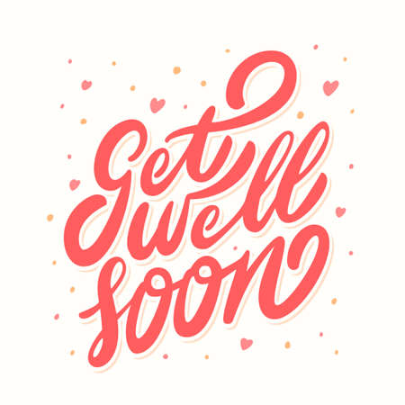 Get well soon card. Hand lettering. Vector hand drawn illustration.のイラスト素材