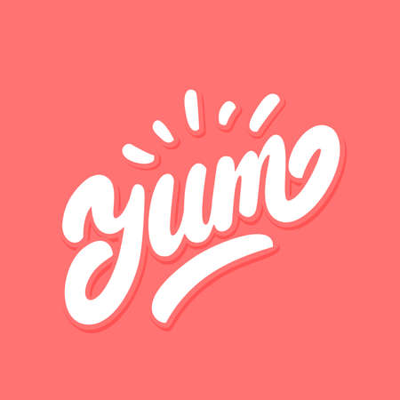 Yum. Yummy word. Vector hand drawn illustration.のイラスト素材
