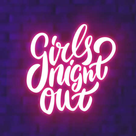 Girls night out. Bachelorette party vector banner. Vector hand drawn illustration.のイラスト素材