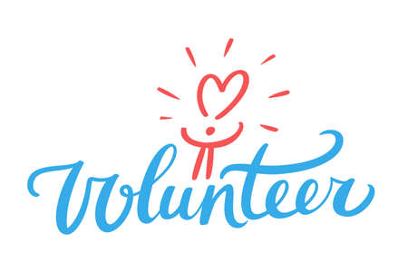 Volunteer. Vector hand lettering .のイラスト素材