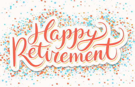 Happy Retirement banner. Vector hand drawn illustration.のイラスト素材