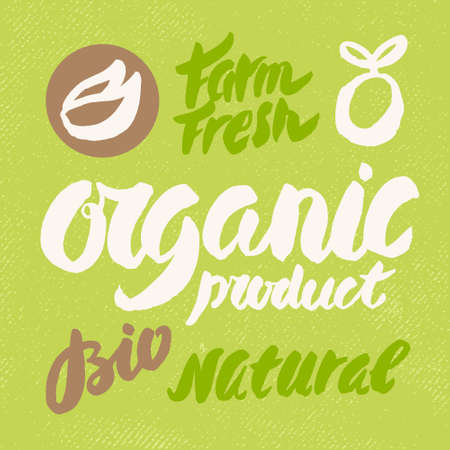 Organic, natural, bio and farm fresh. Set of labels for organic and natural food. のイラスト素材